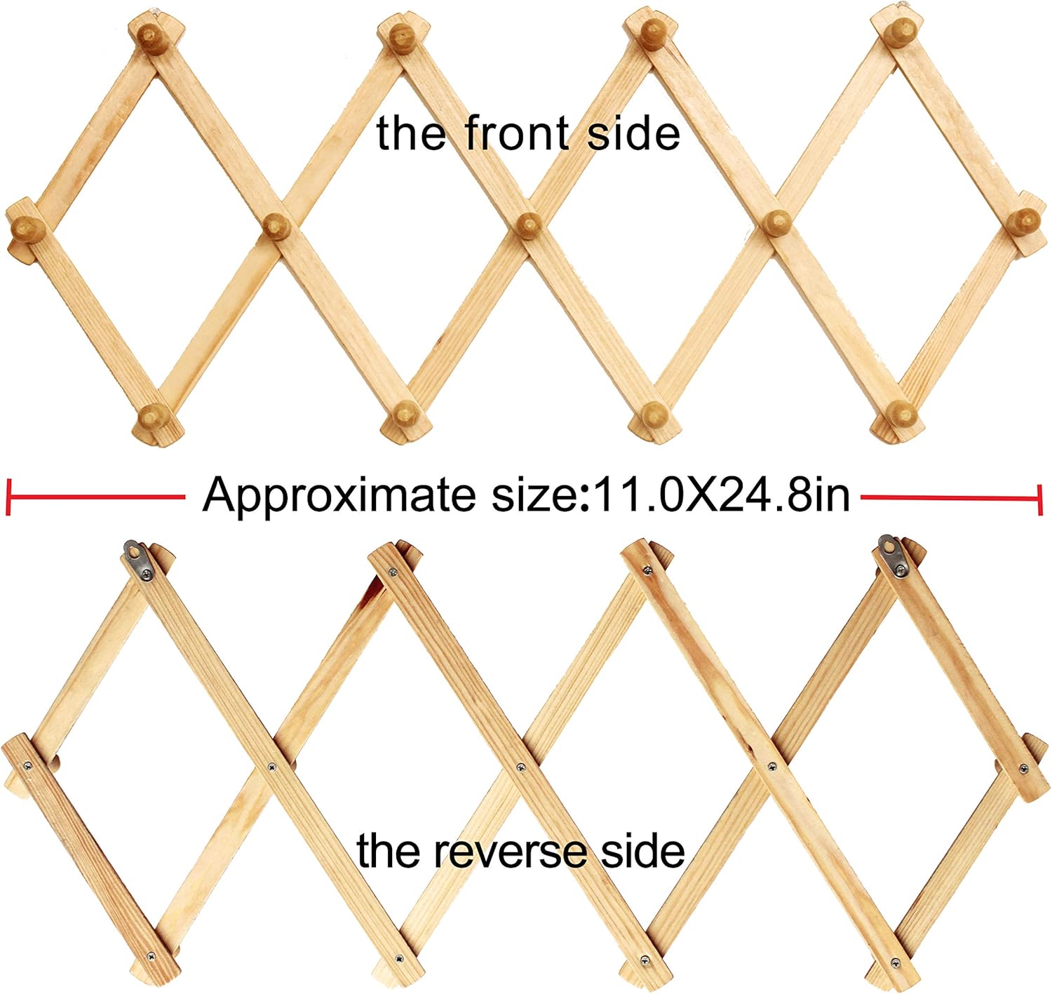 AMAPON Expandable Wall Wooden Coat Rack 13 Hooks