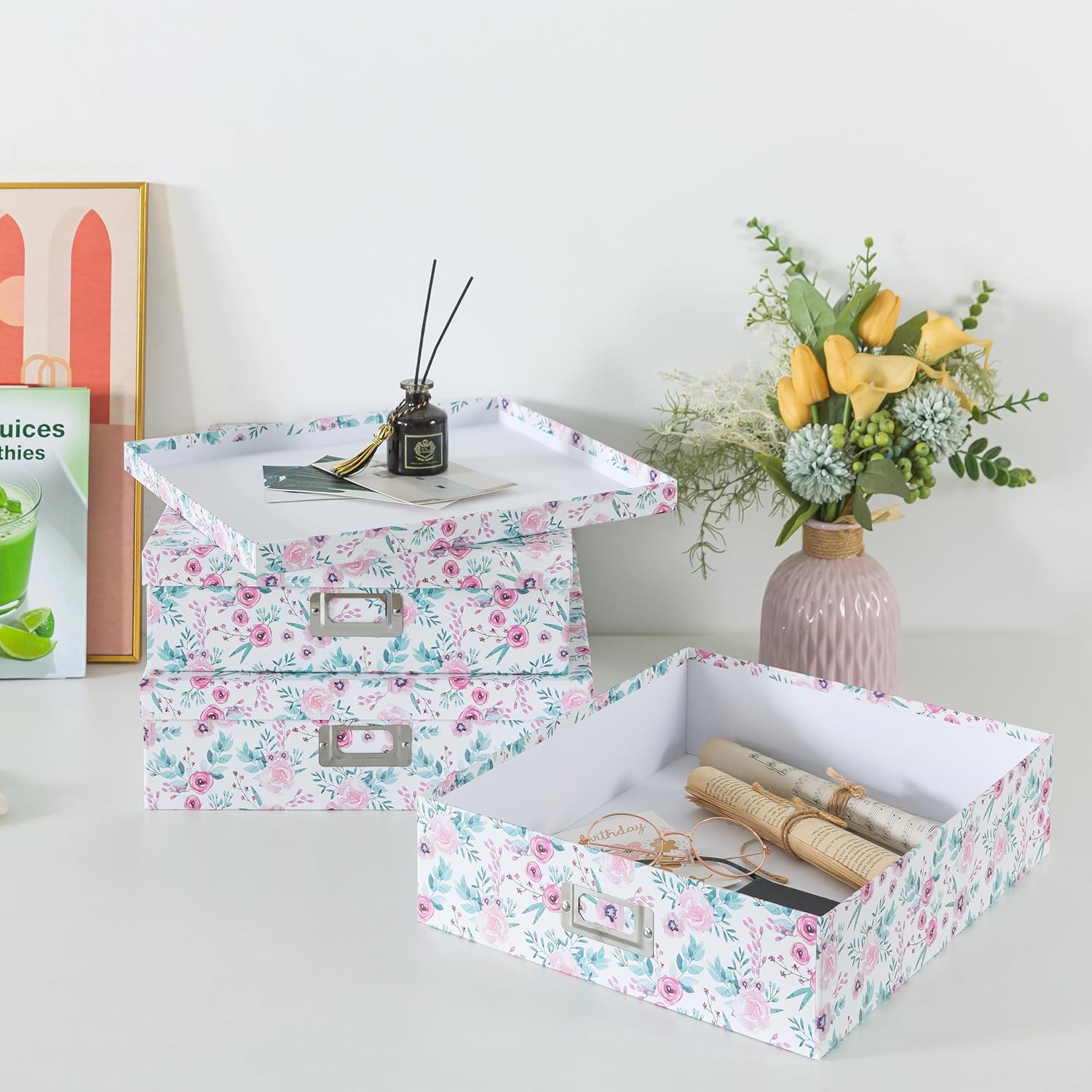 Soul Lane Floral Storage Boxes Set of 3