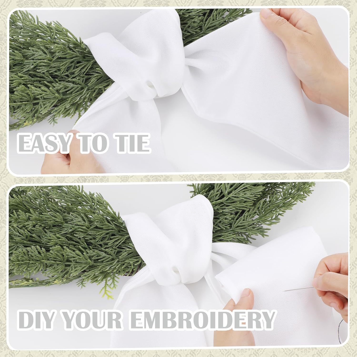 White Wreath Sash for Front Door - 2 Pack