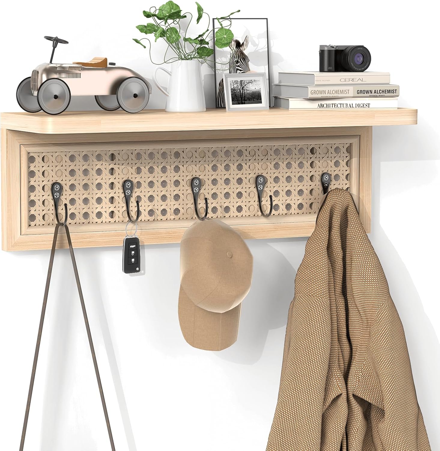 Homode Wall Mount Coat Rack with Shelf and Hooks 1