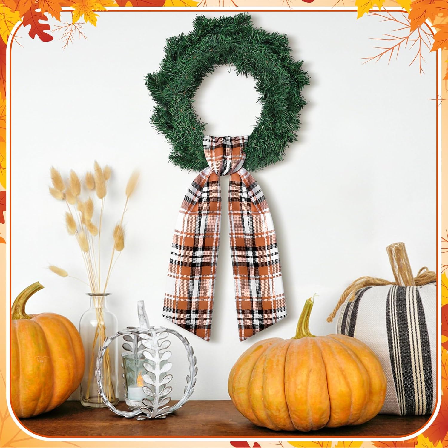 Fall Plaid Wreath Sash for Front Door and Garland