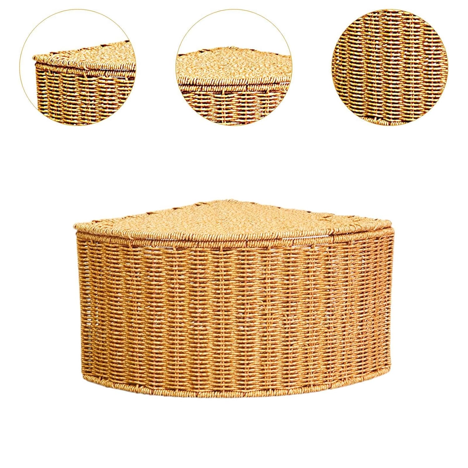 Corner Storage Box with Dustproof Lid Braided Basket