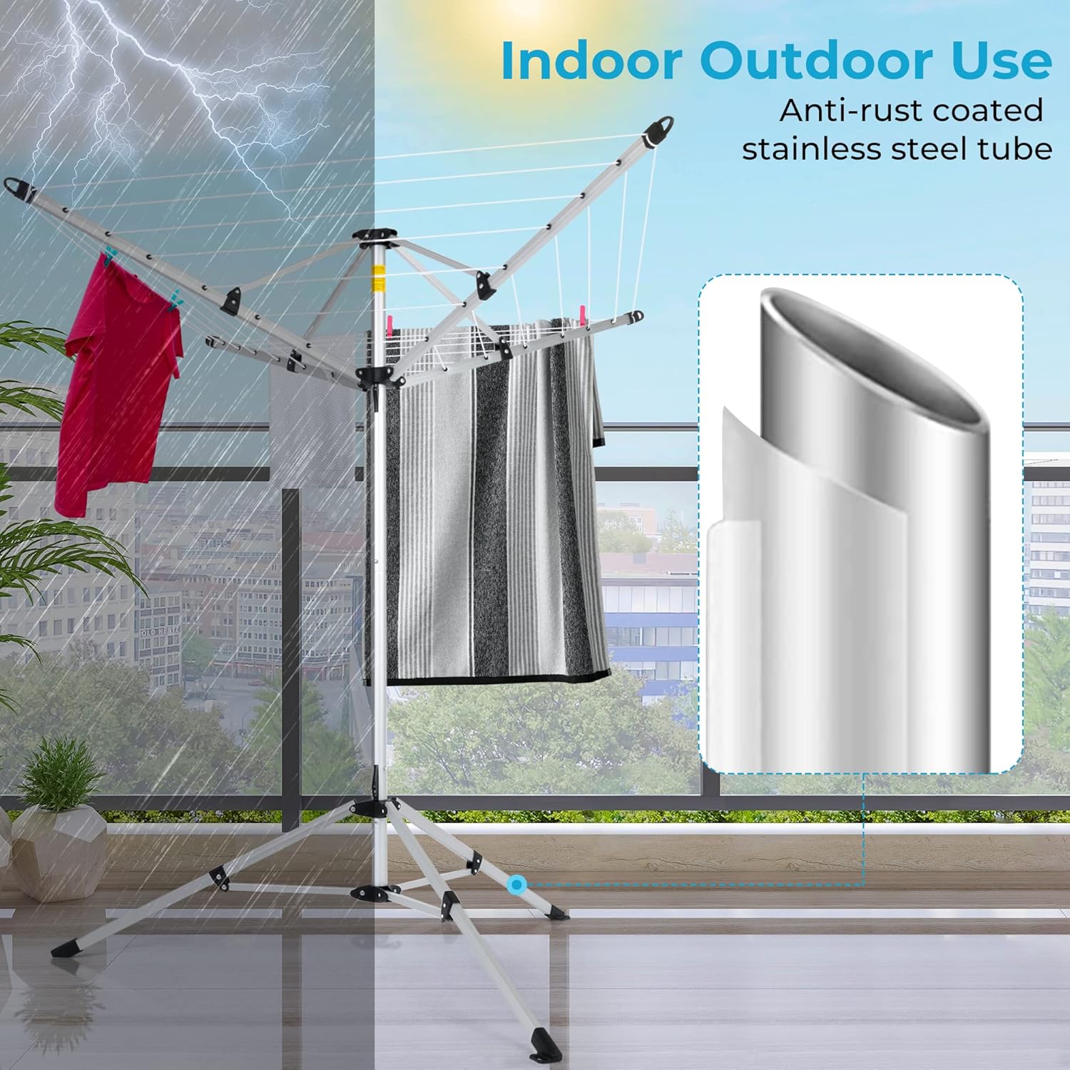 JS HANGER 4-arm Aluminum Clothesline Drying Rack