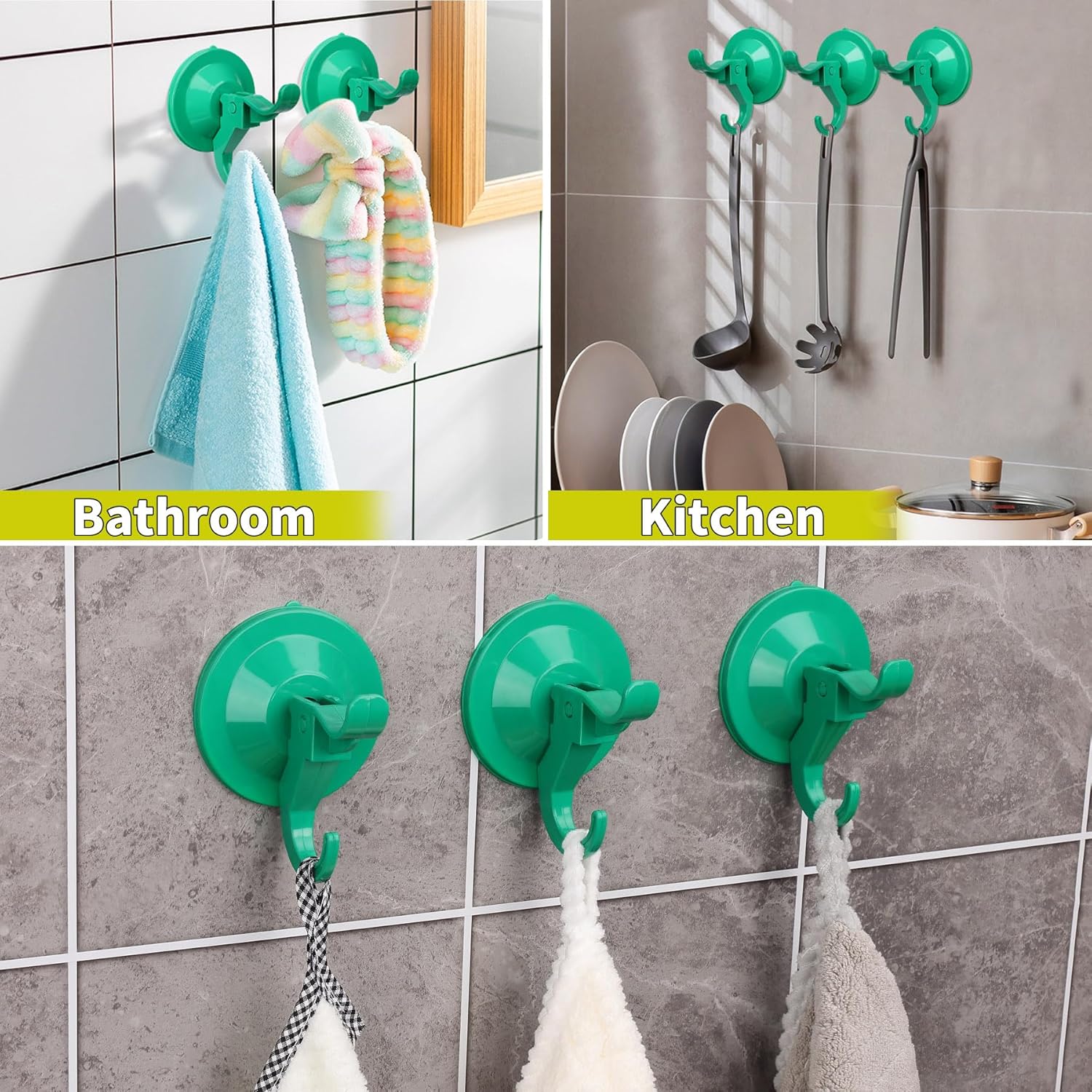 Antimbee Suction Cup Hooks 10 Pack Green