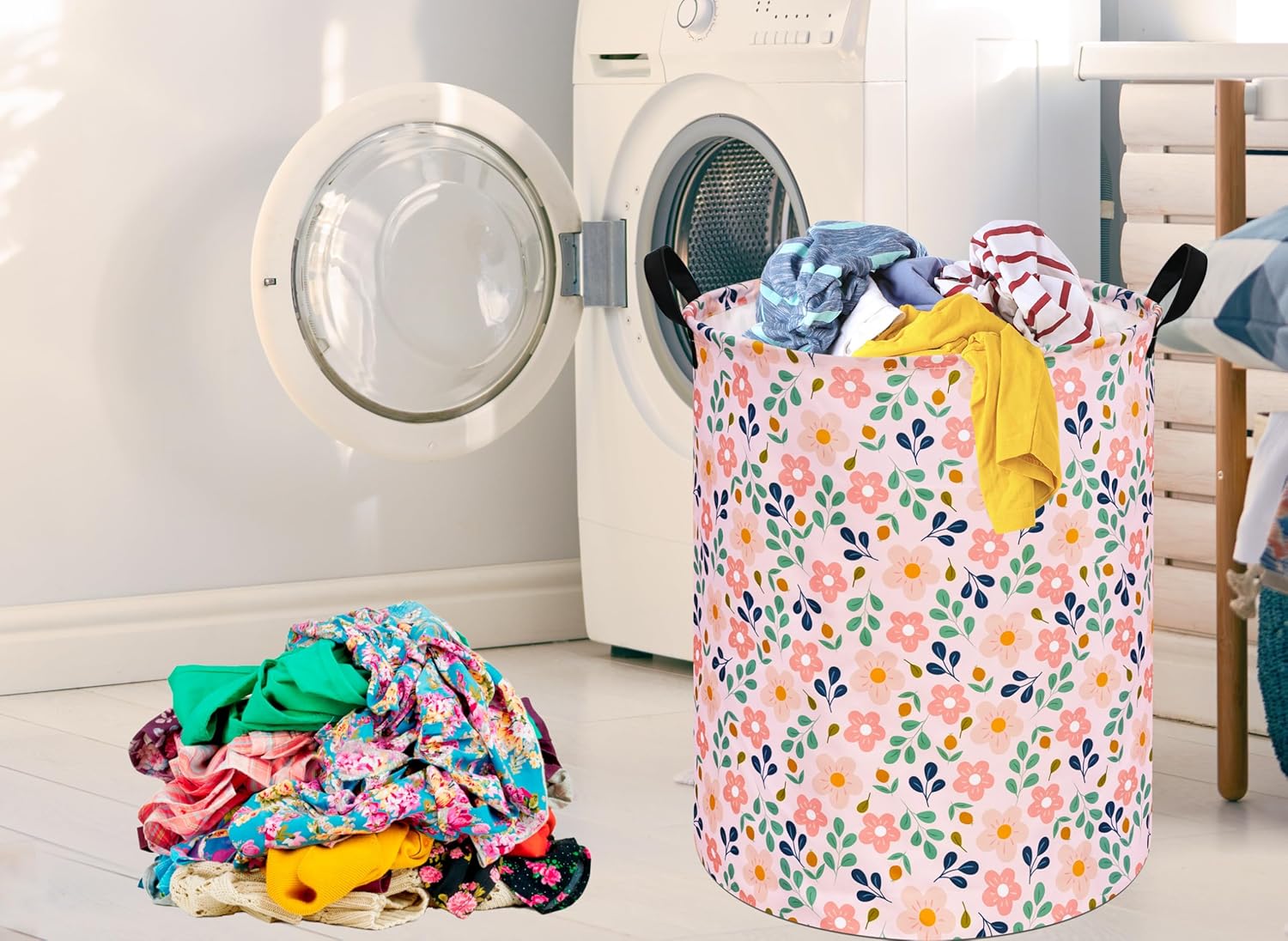 Kids Flower Hamper Storage Bins for Girls Room Decor