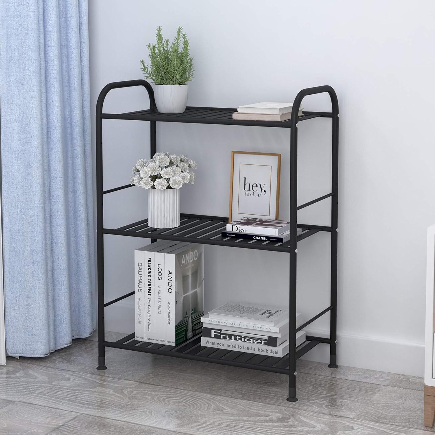 JSB 3-Tier Adjustable Metal Shelving Unit Black