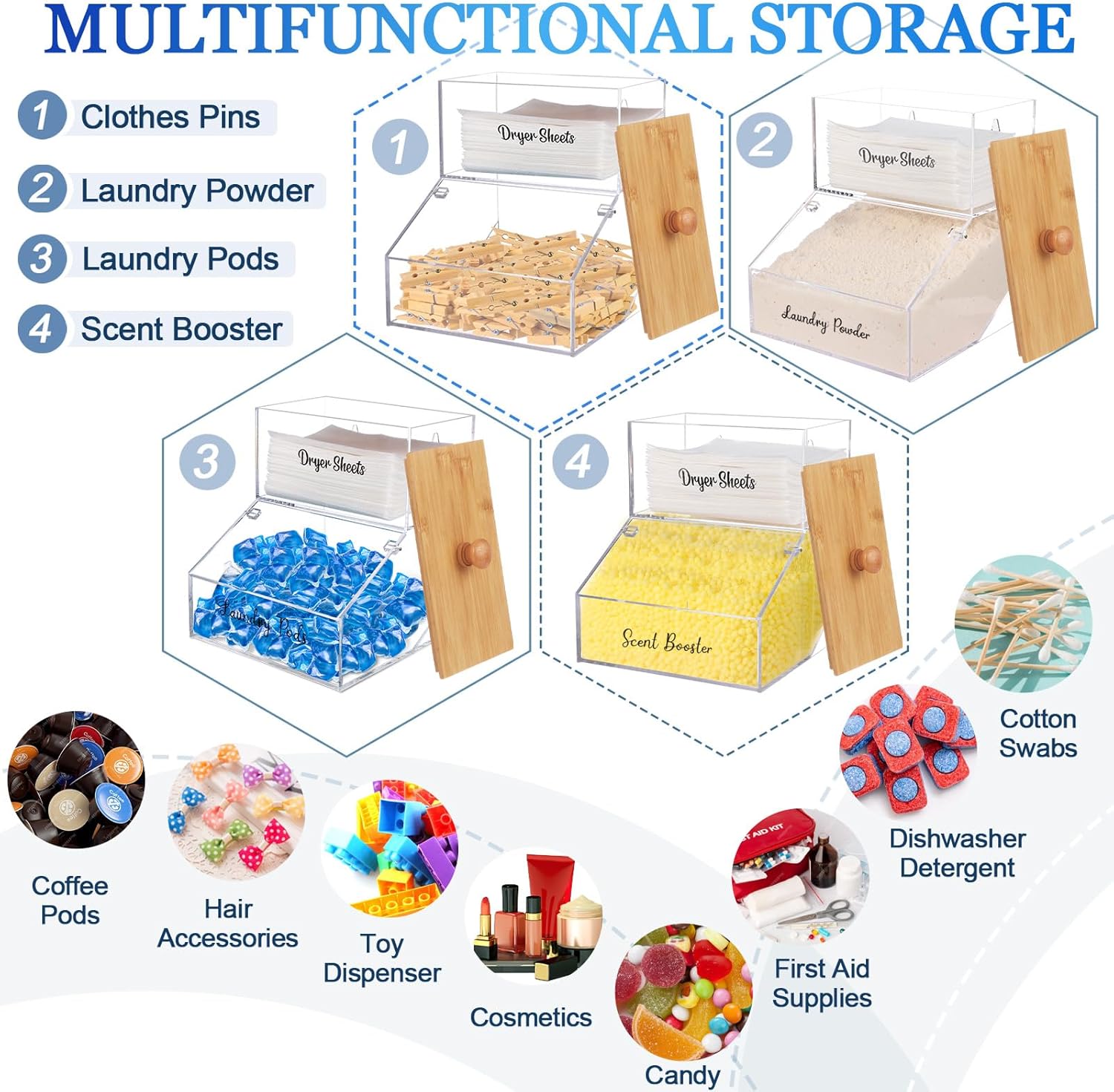 2 In 1 Laundry Pods Container Dryer Sheet Holder