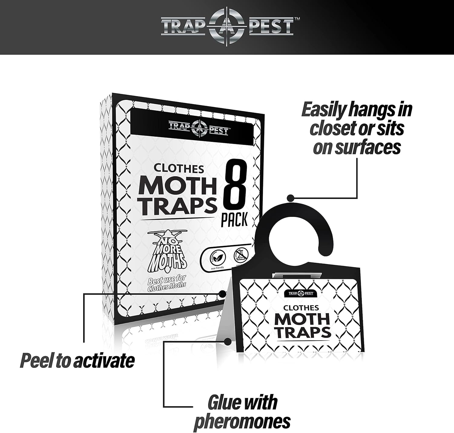 Clothing Moth Traps 8 Pack Pheromone Non-Toxic Sticky Trap for Closets