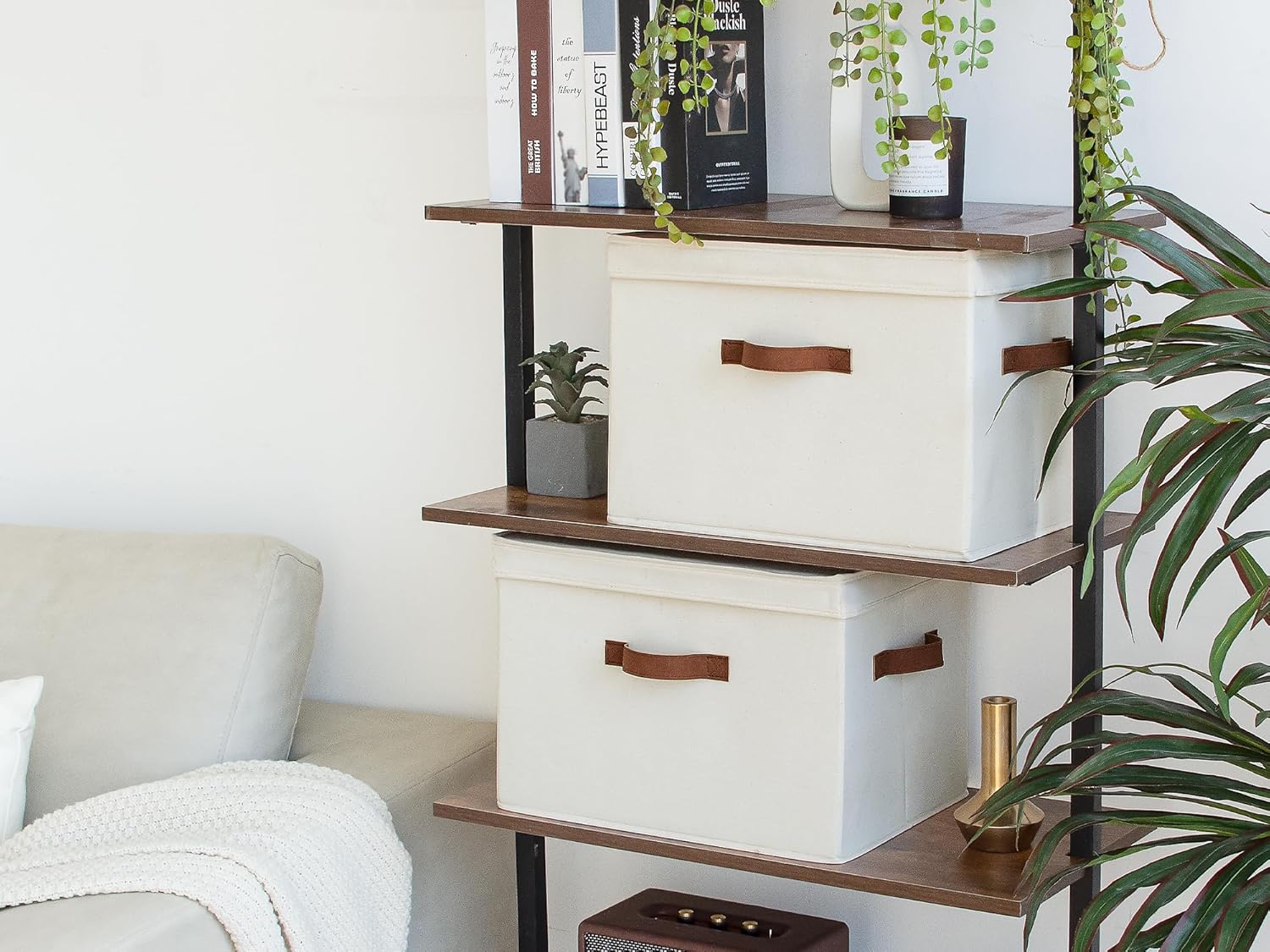 StorageWorks Fabric Storage Bins with Lid 2-Pack Ivory White