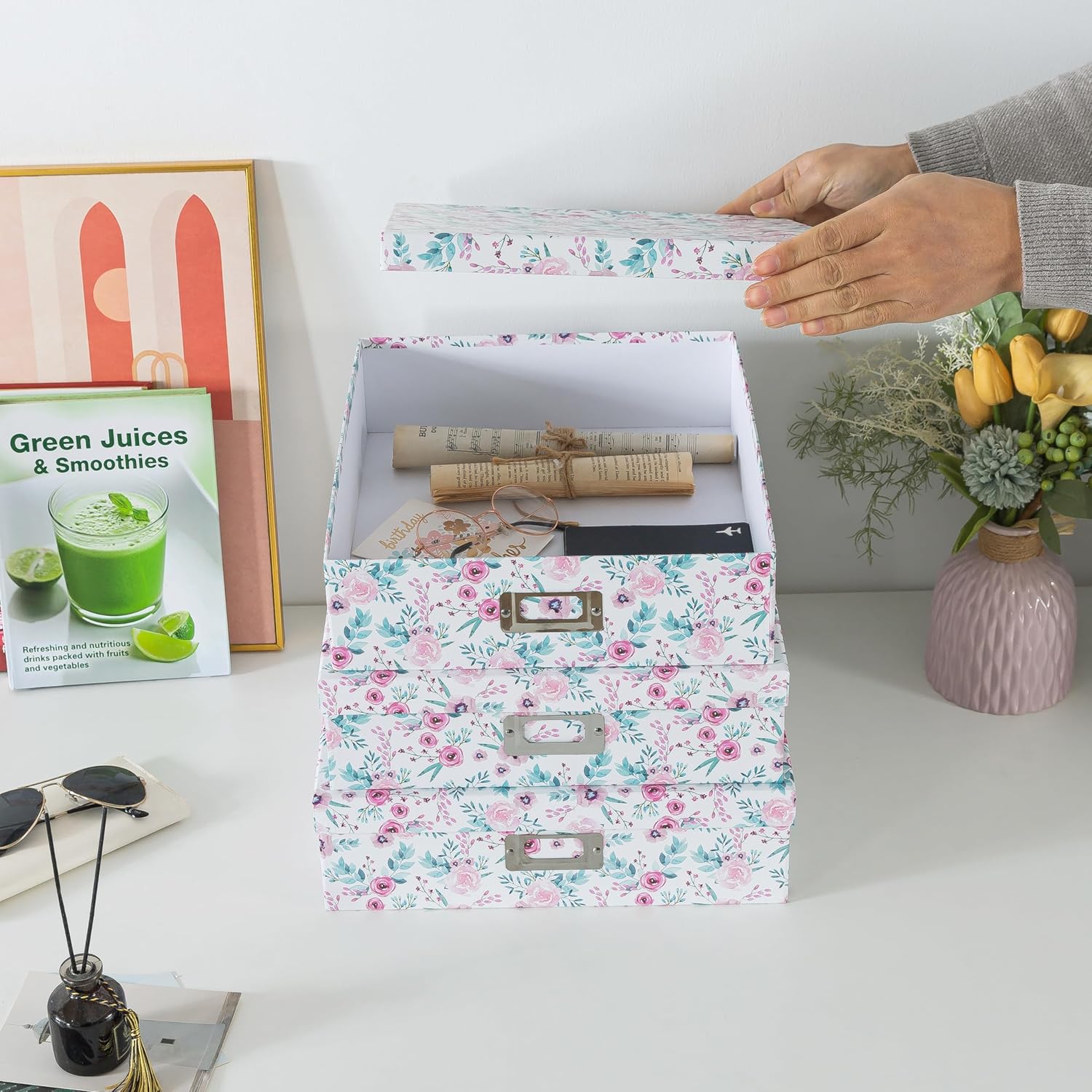 Soul Lane Floral Storage Boxes Set of 3