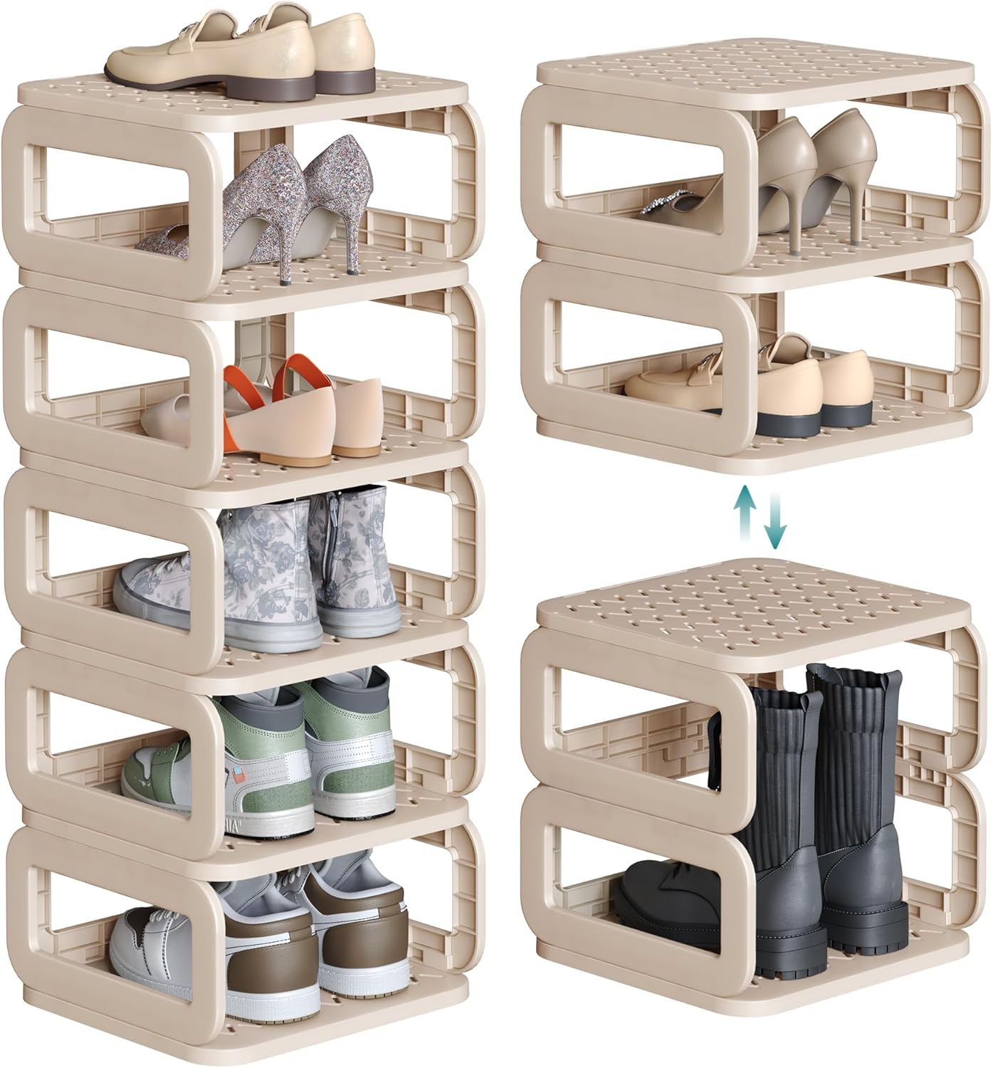 SONGMICS Narrow Shoe Rack with 6 Shelves