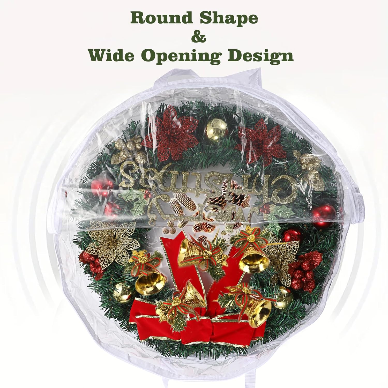 Kokone 3 Pc Clear Wreath Storage Container with Handle