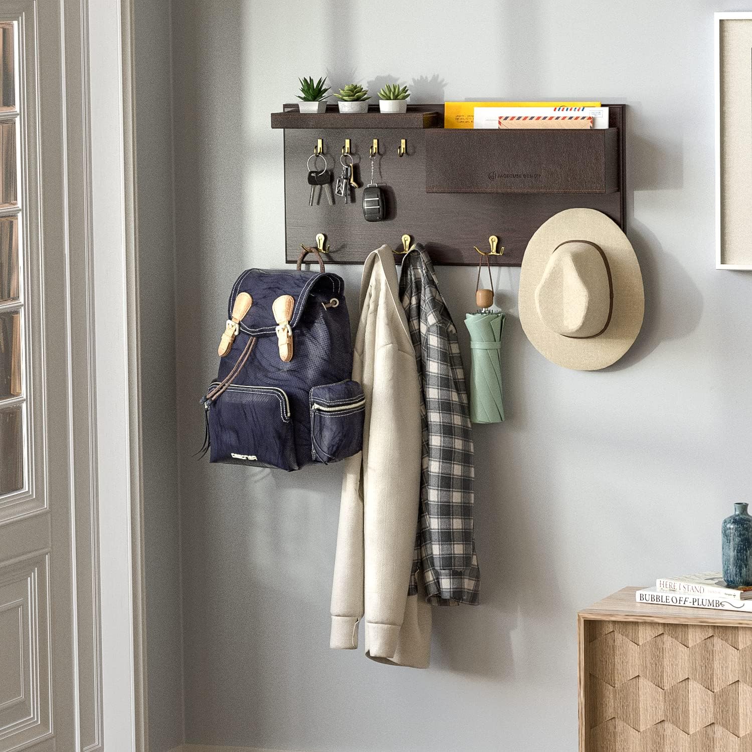 JackCubeDesign Entryway Coat Rack Wall Mount Organizer