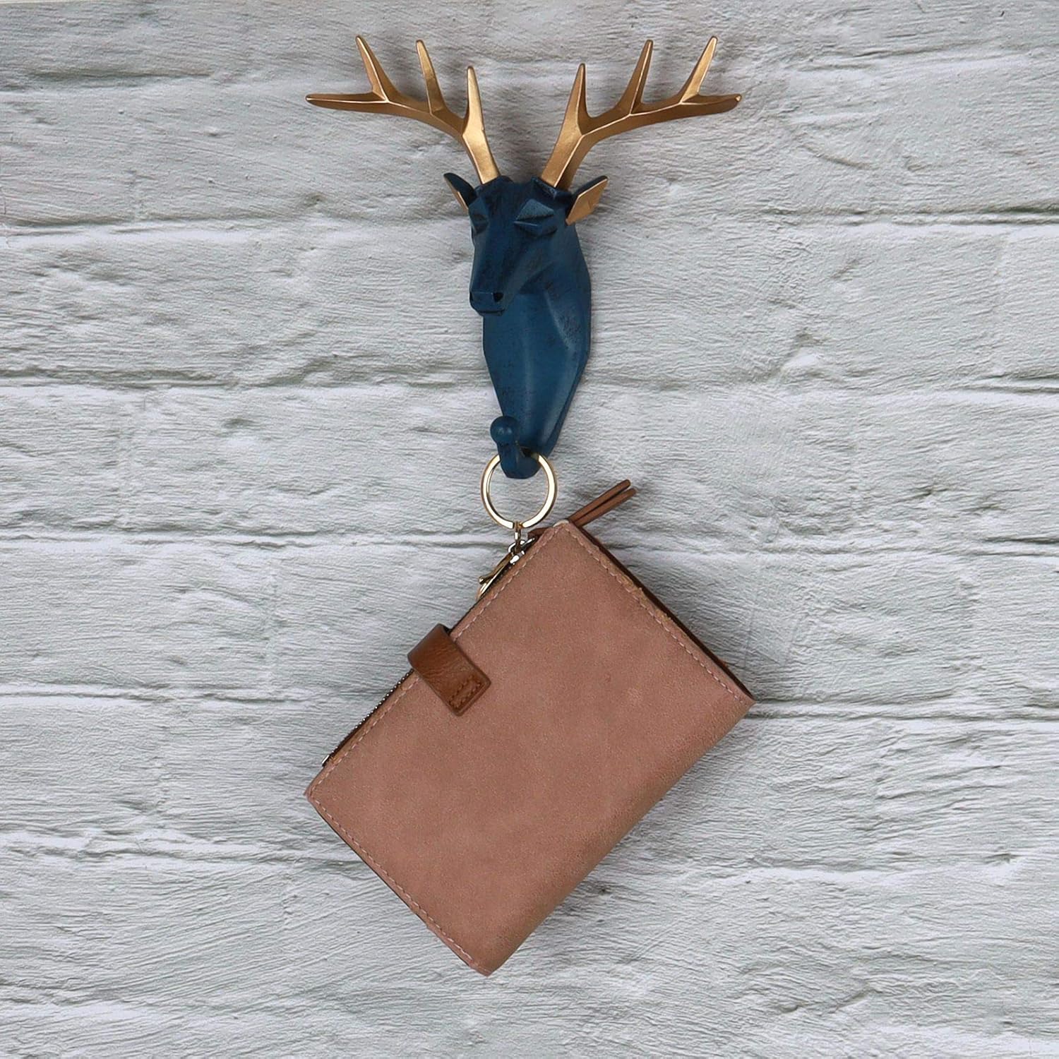 Deer Head Hook Decorative Resin Wall Mount for Bags Keys and More