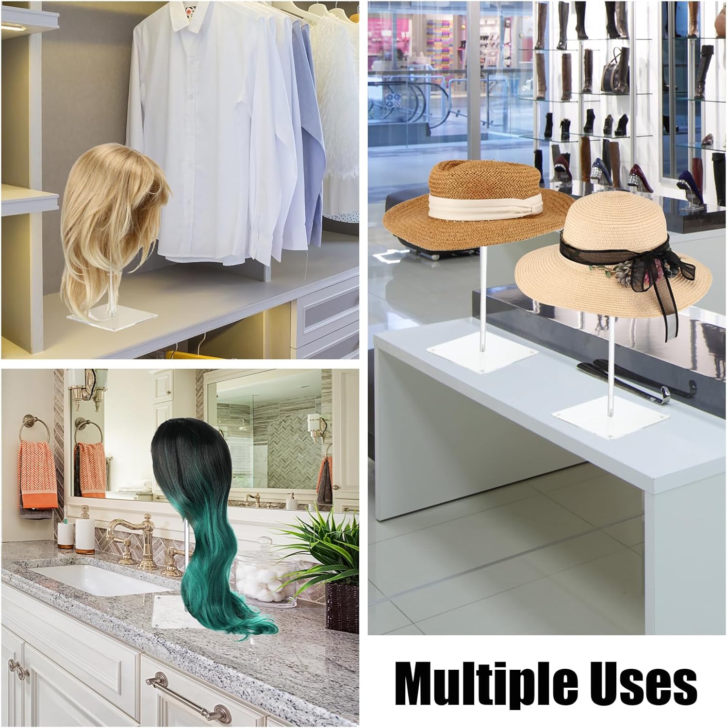 Leinuosen 8 Pcs 12 Hat Stand Display Rack for Hats Wigs and Masks