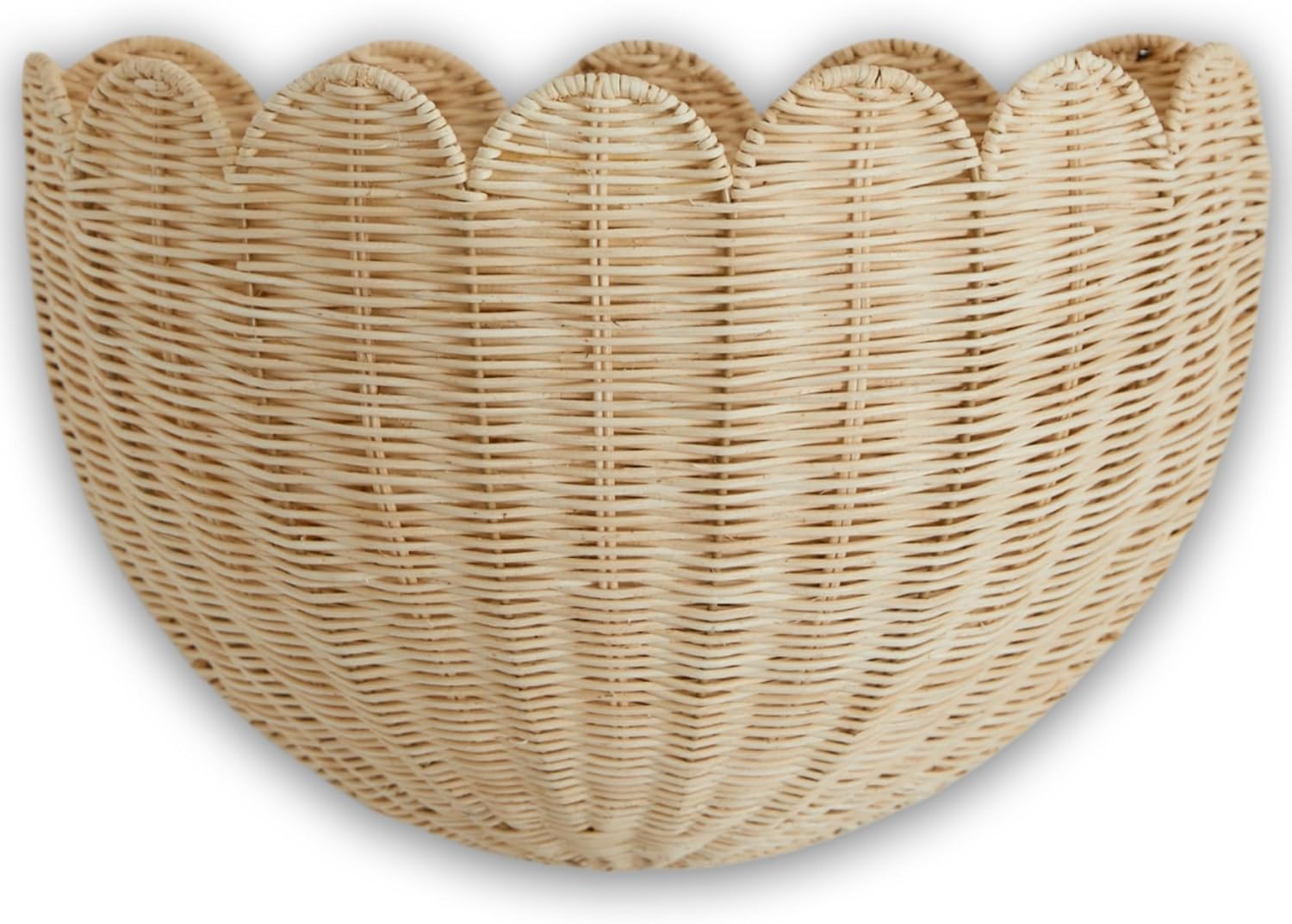 BEBE BASK Scalloped Wicker Wall Basket - 16x10x7 Inch Natural