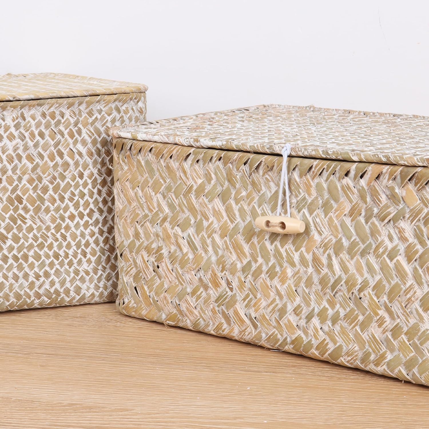 FEILANDUO Wicker Shelf Baskets with Lid
