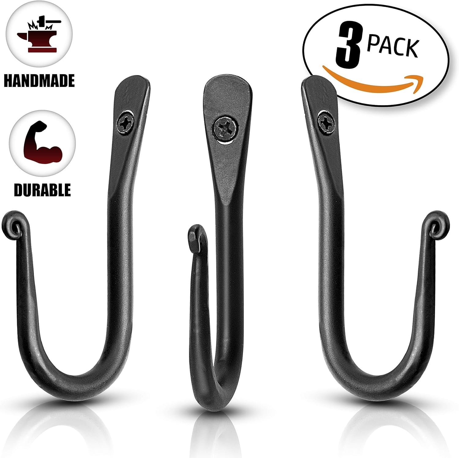 Stur-De Decorative Wall Hooks - Pack of 3 Black 1