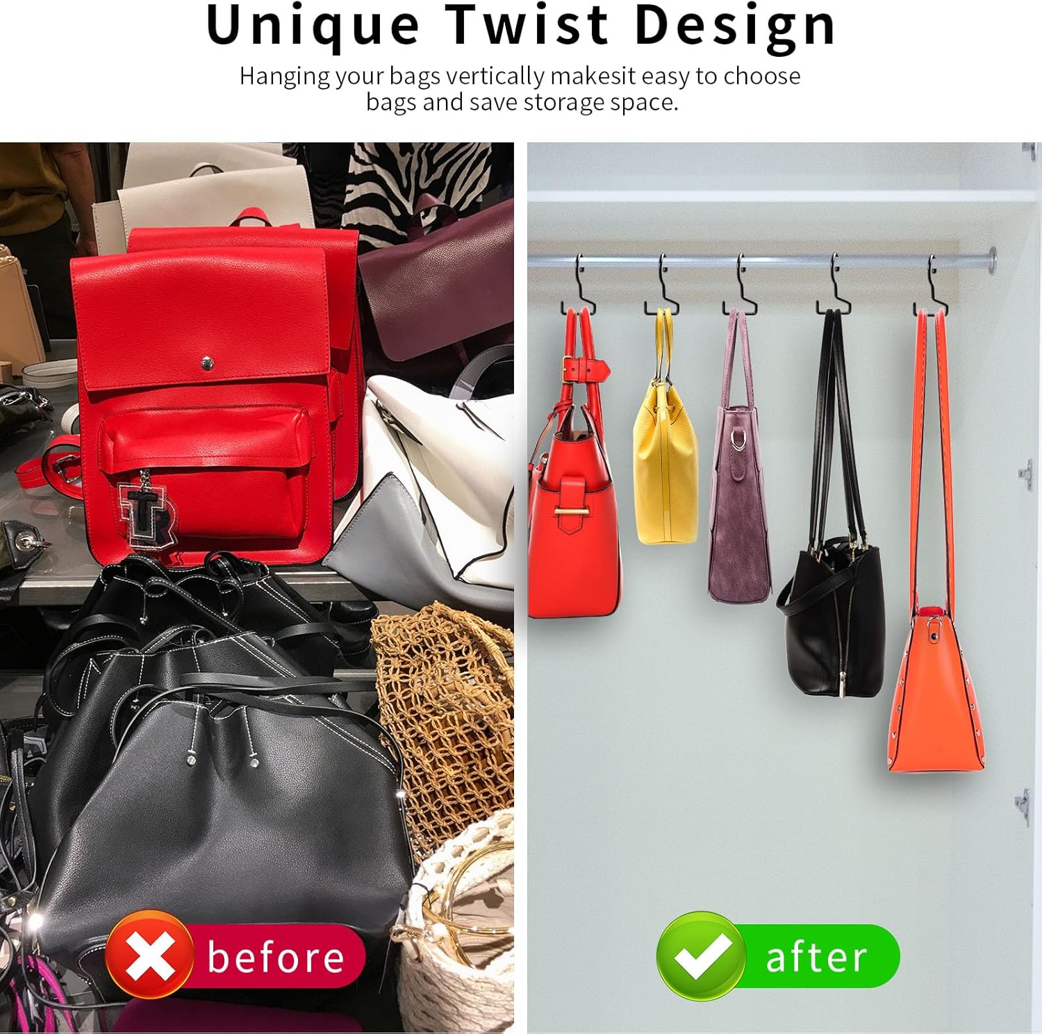 Dapute 8 Pack Twist Design Bag Hanger for Closet