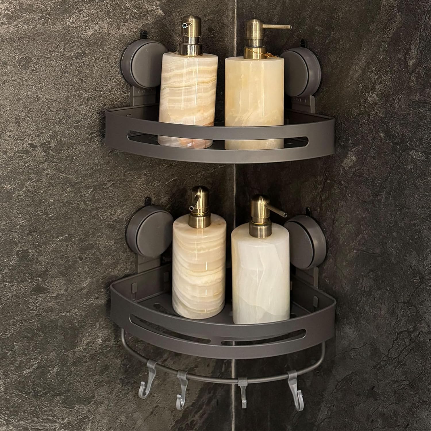 2Pack Suction Cup Corner Shelf No Drill Wall Mounted Organizer
