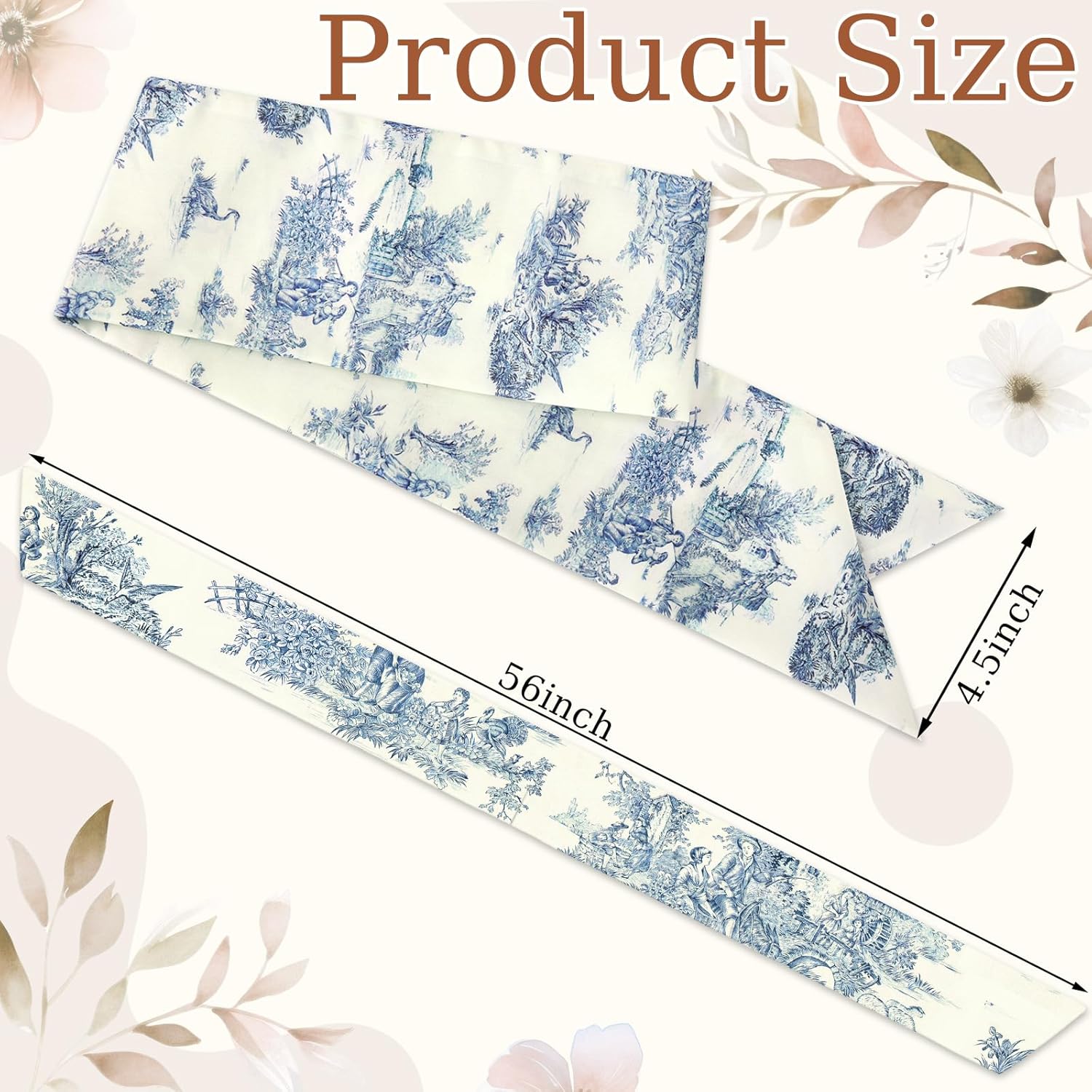 XunYee 6 Pcs Blue White Wreath Sash for Decor