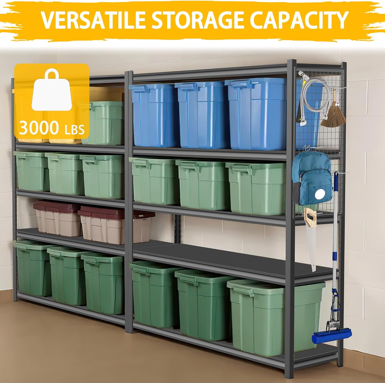 3020LBS Heavy Duty 5-Tier Metal Shelving Unit