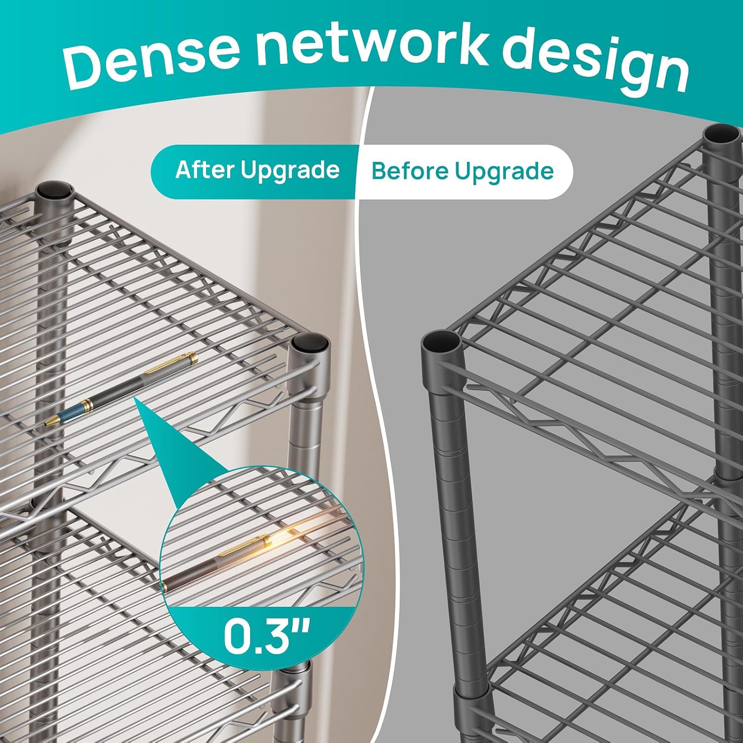 SINGAYE 5 Tier Adjustable Wire Shelf Unit Gray