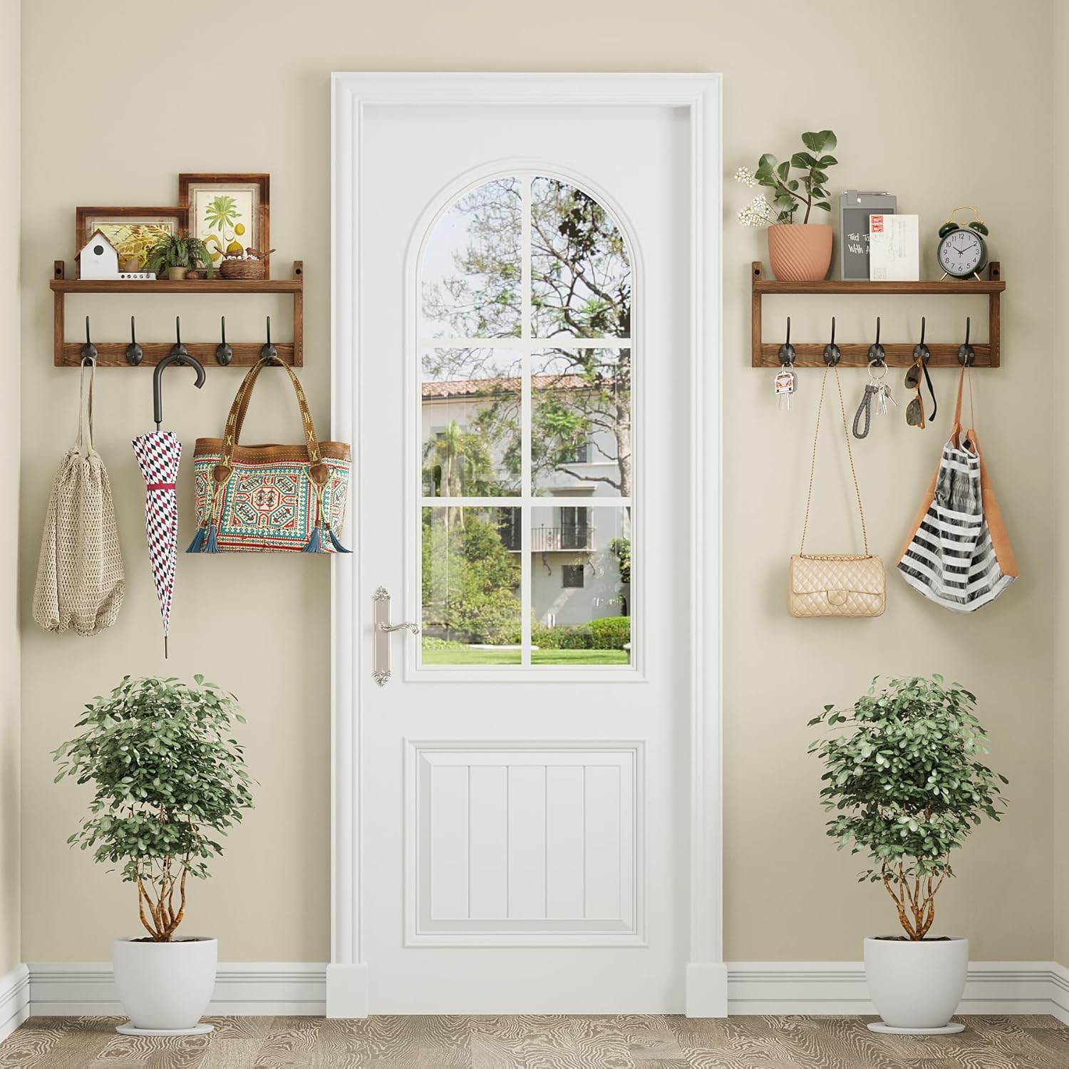 AMBIRD Wall Hooks with Shelf Organizer
