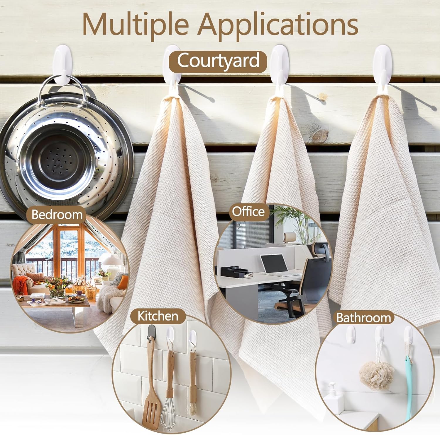 12 Pack Heavy Duty Utility Hooks 15 lb Capacity Self Adhesive Wall Hooks for Hanging Garlands Hats Towels Coats and More