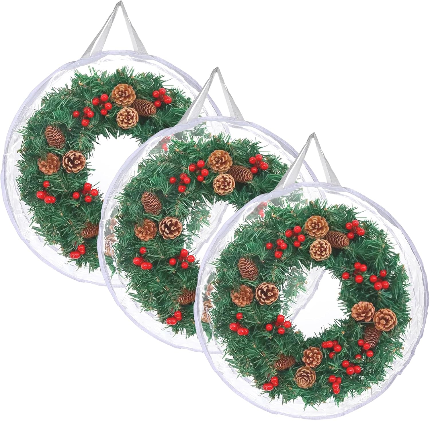 Kokone 3 Pc Clear Wreath Storage Container with Handle