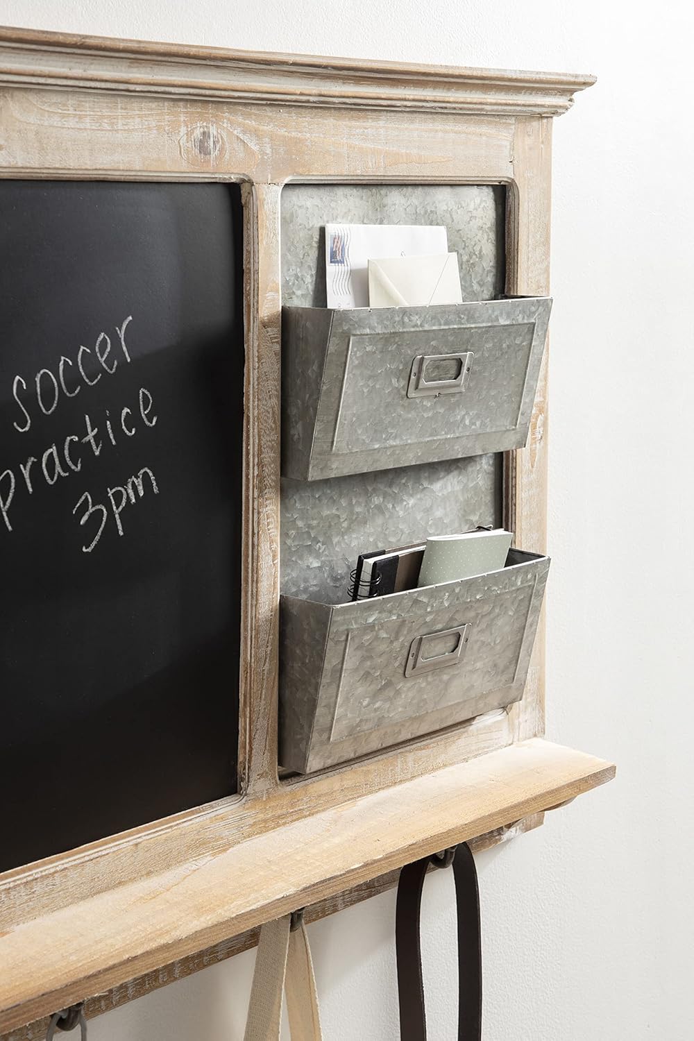 Kate and Laurel Idamae Farmhouse Wood Wall Organizer with Hooks