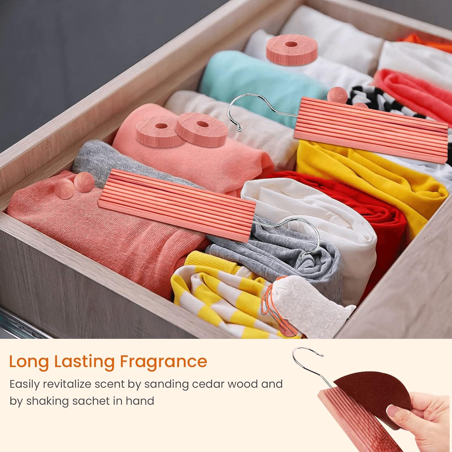 Homode Cedar Blocks for Clothes Storage Set of 60
