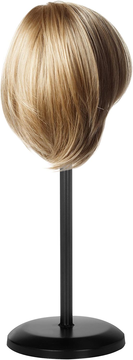 MyGift Black Metal Adjustable Height Hat Stand for Caps and Wigs