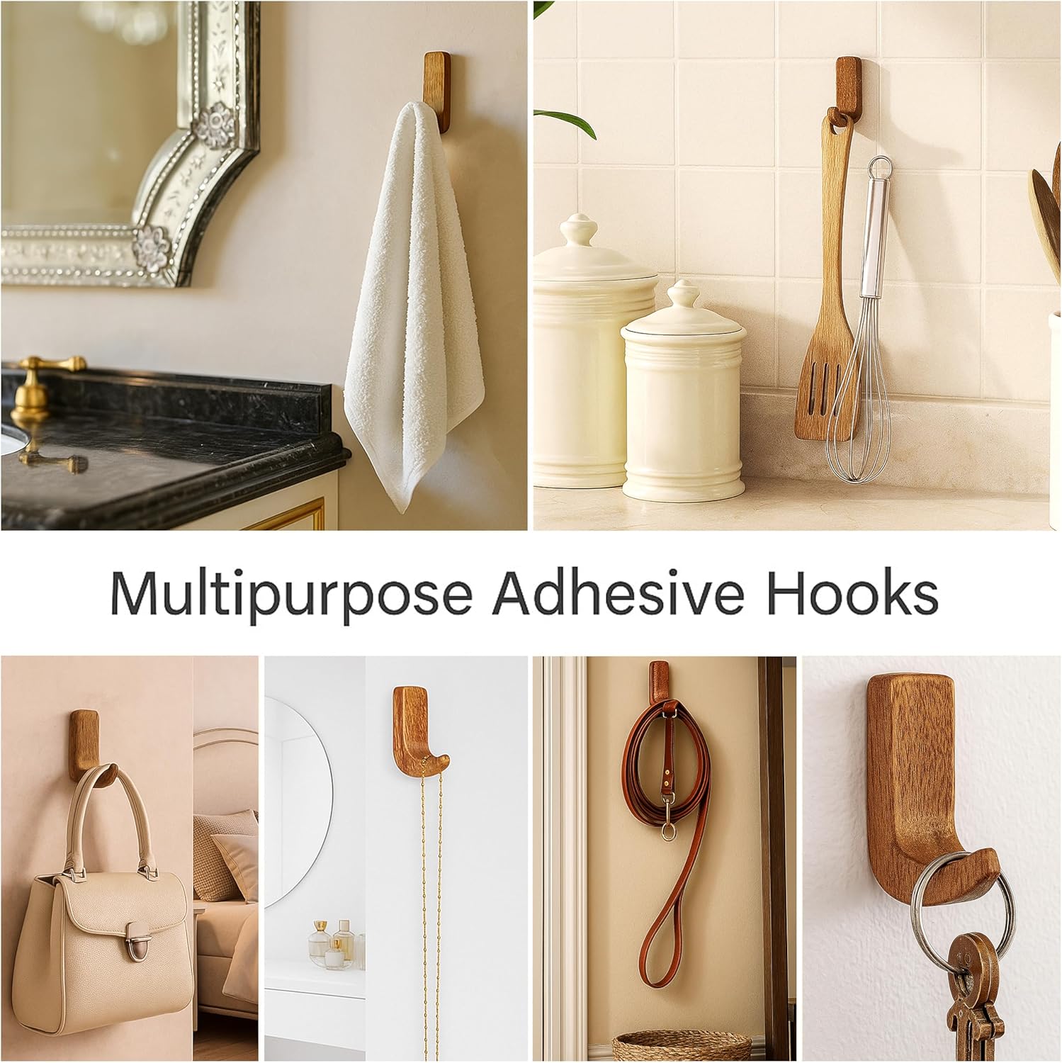 Indian Shelf 6 Hook Wall Organizer with Adhesive Strips