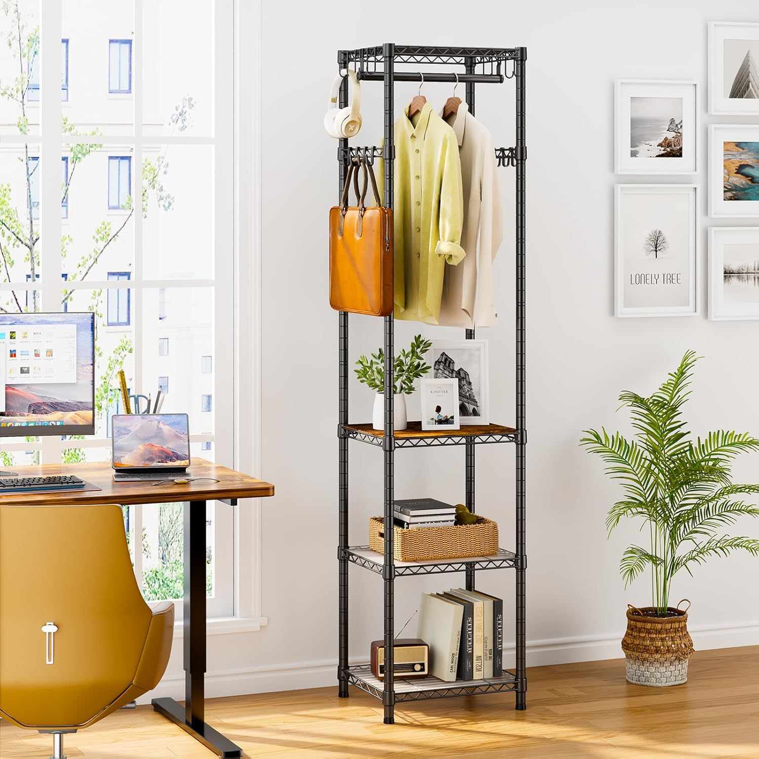 R1 Heavy Duty Clothes Rack with Storage Shelves Black