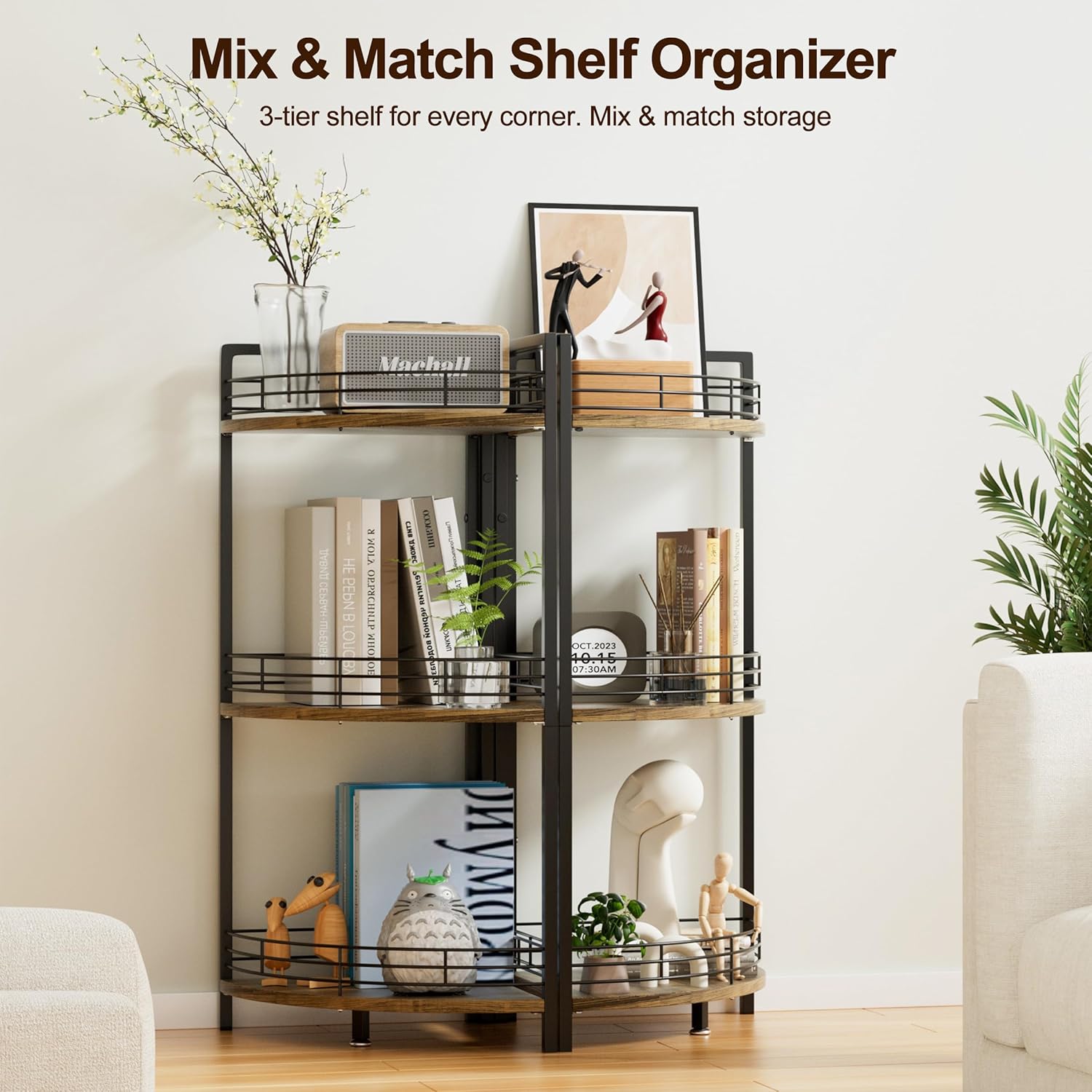 BUTUNITA 3-Tier Corner Shelf Unit - Brown