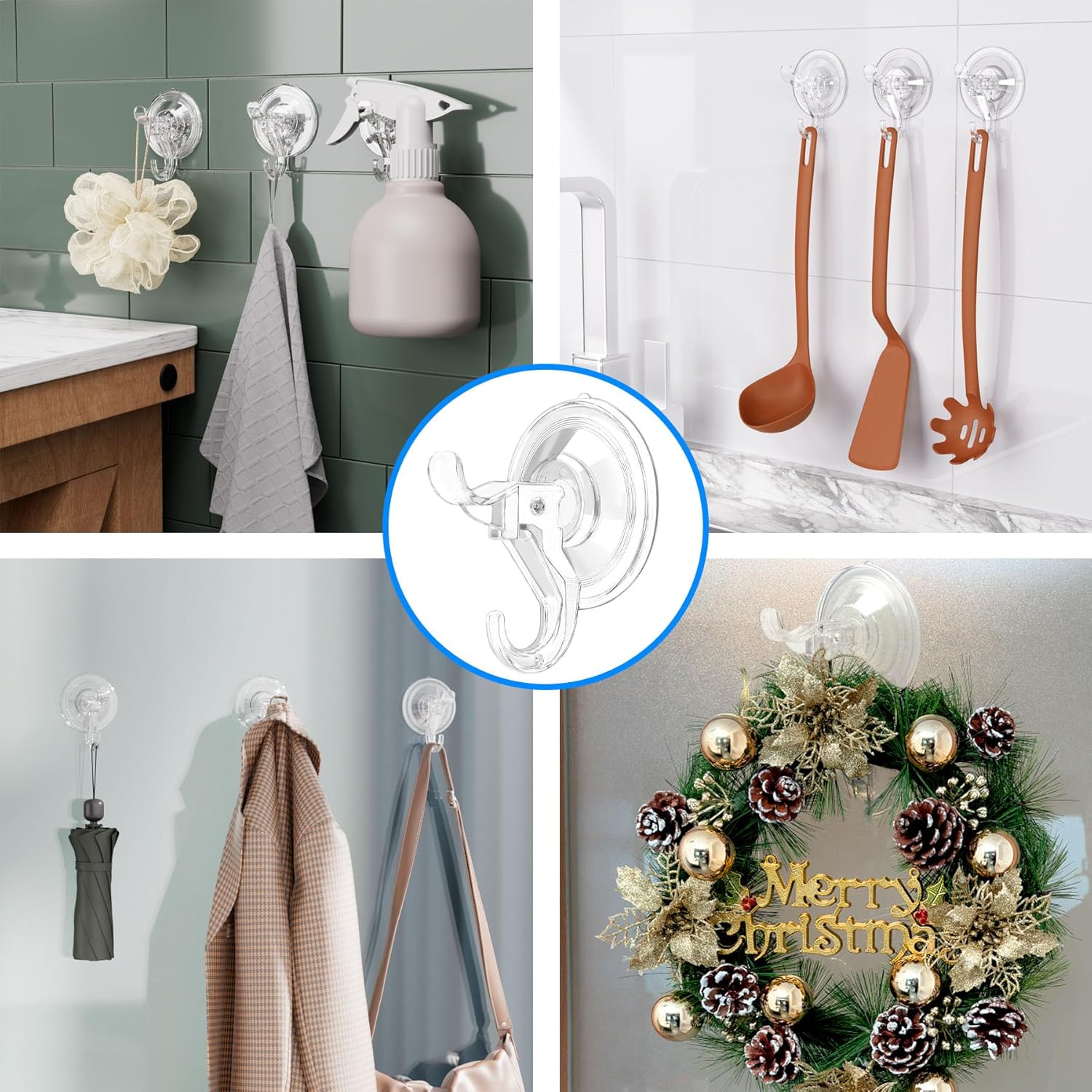 ANDGOO 30 Pack Heavy Duty Shower Suction Hooks