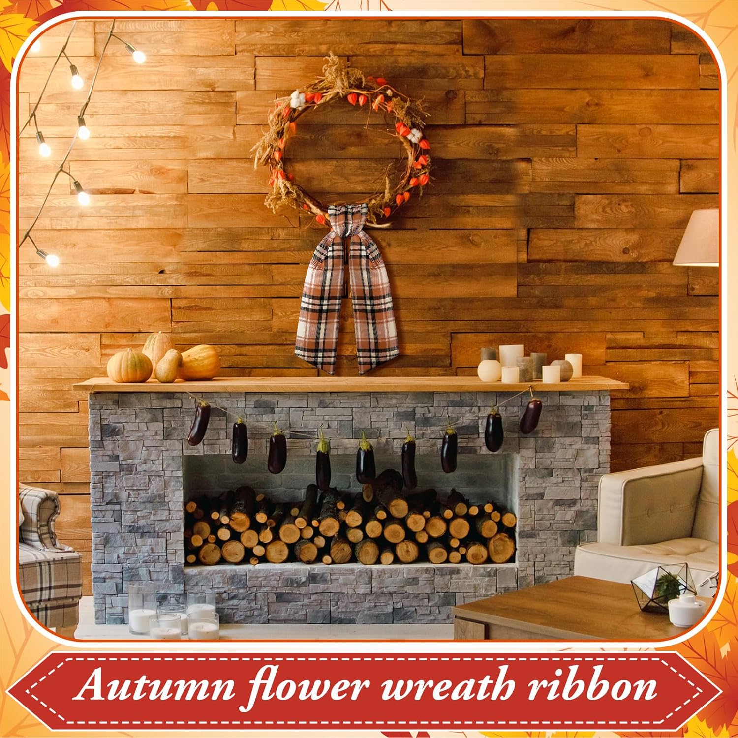 Fall Plaid Wreath Sash for Front Door and Garland