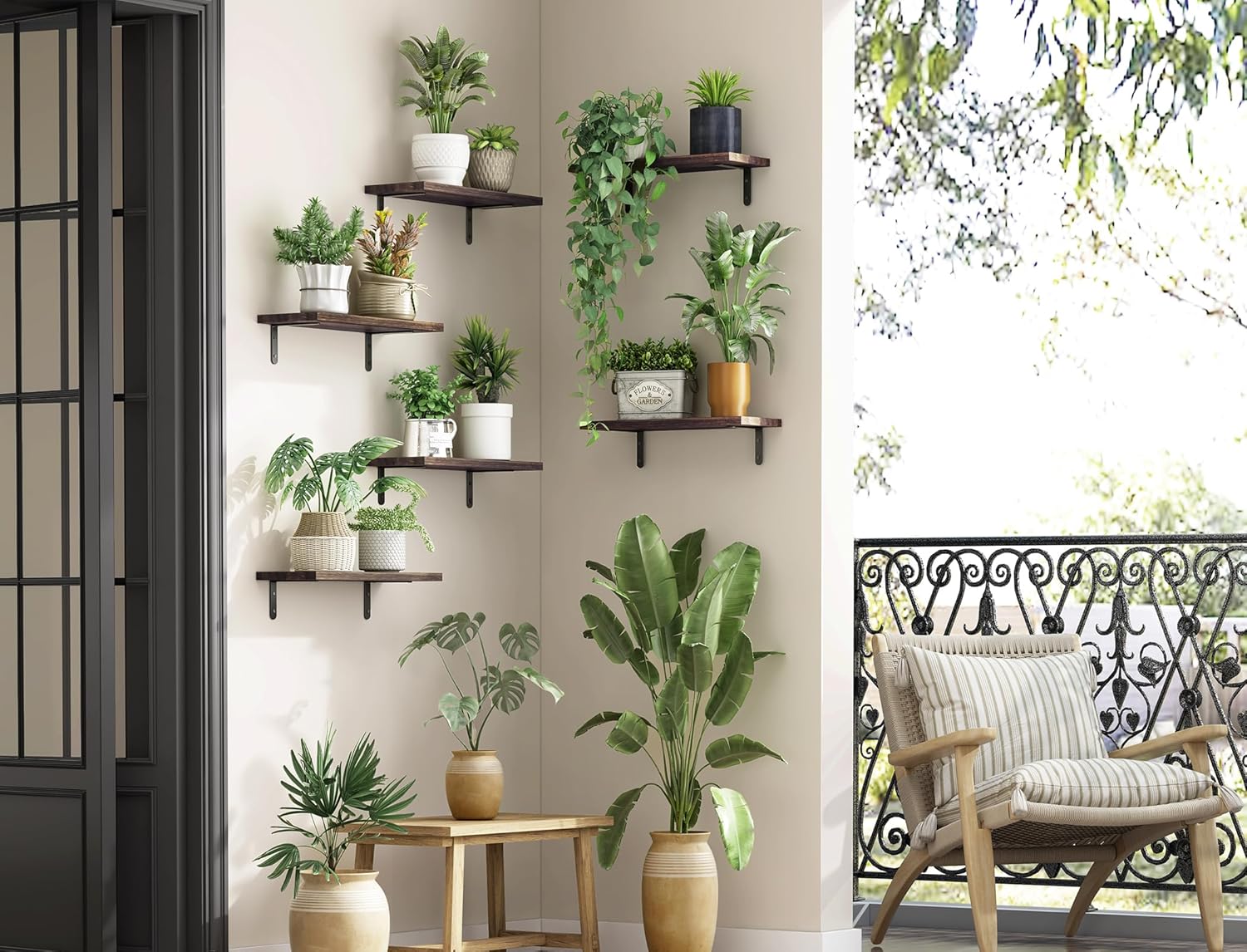 Fixwal Wood Floating Shelves - Set of 6 for Bedroom and Bathroom