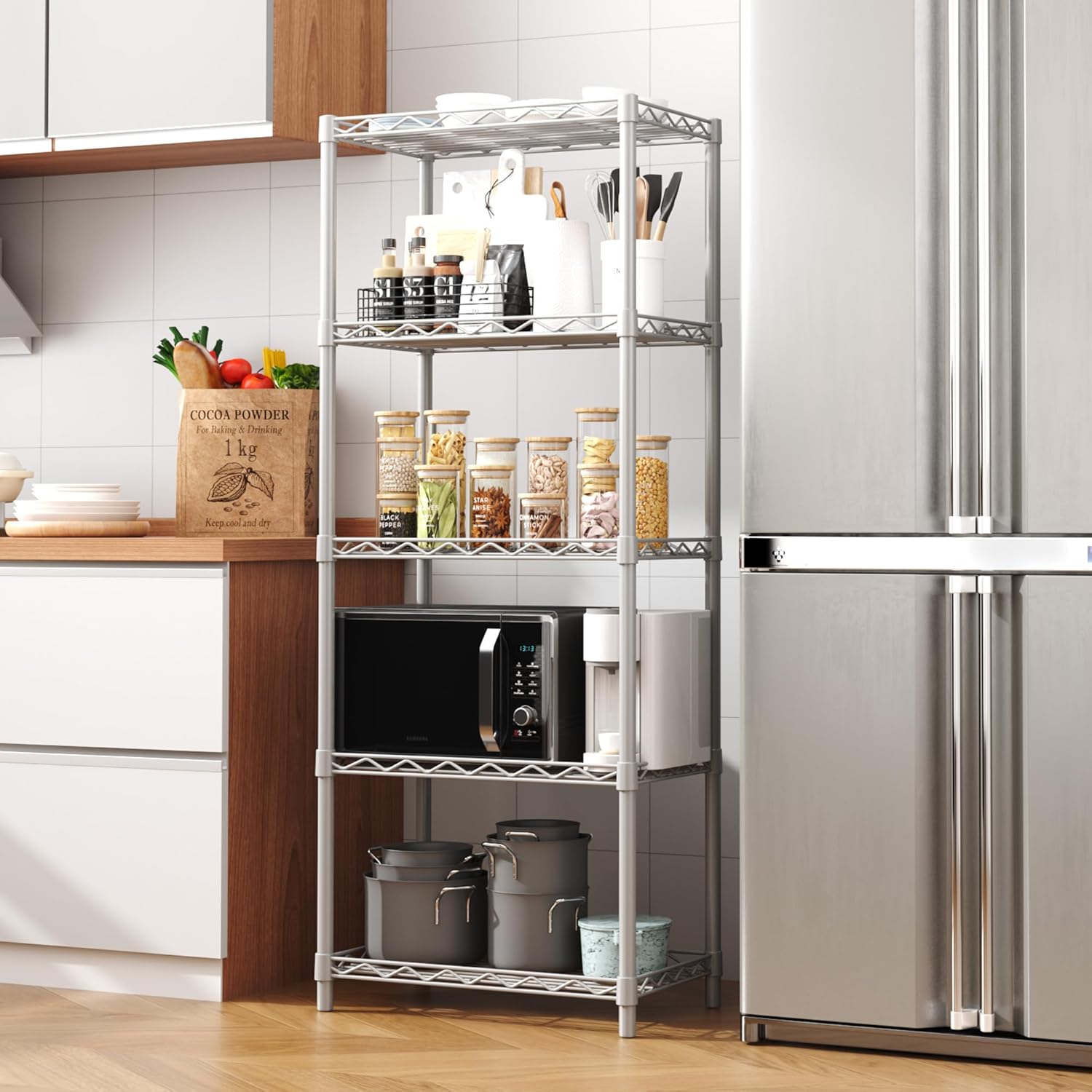 HOMEFORT 5-Tier Metal Storage Shelving Unit in Grey