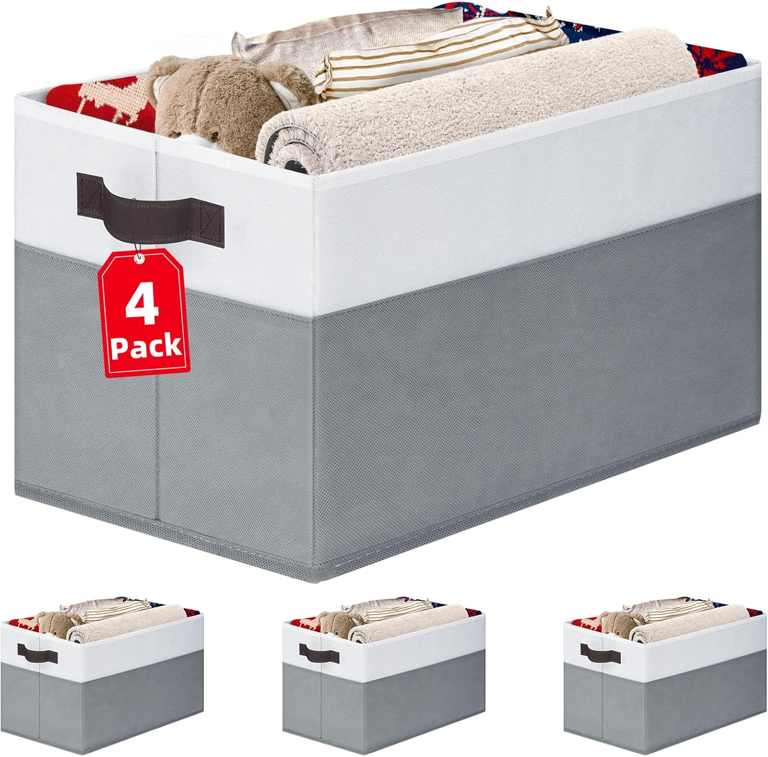 Criusia 4 Pack Storage Baskets for Shelves and Closets