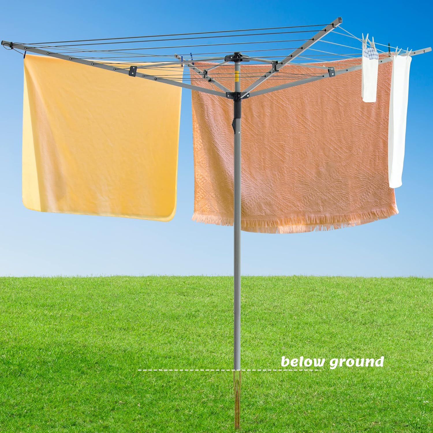 JS HANGER Collapsible 4 Arm Rotary Outdoor Clothes Drying Rack