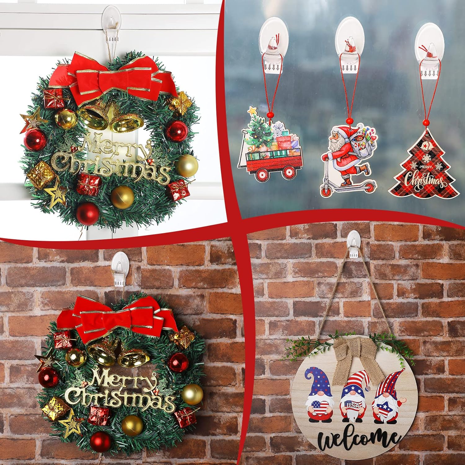 Blulu Clear Adhesive Hooks 12 Pieces Utility Waterproof Wall Hooks for Home Kitchen Bathroom Office