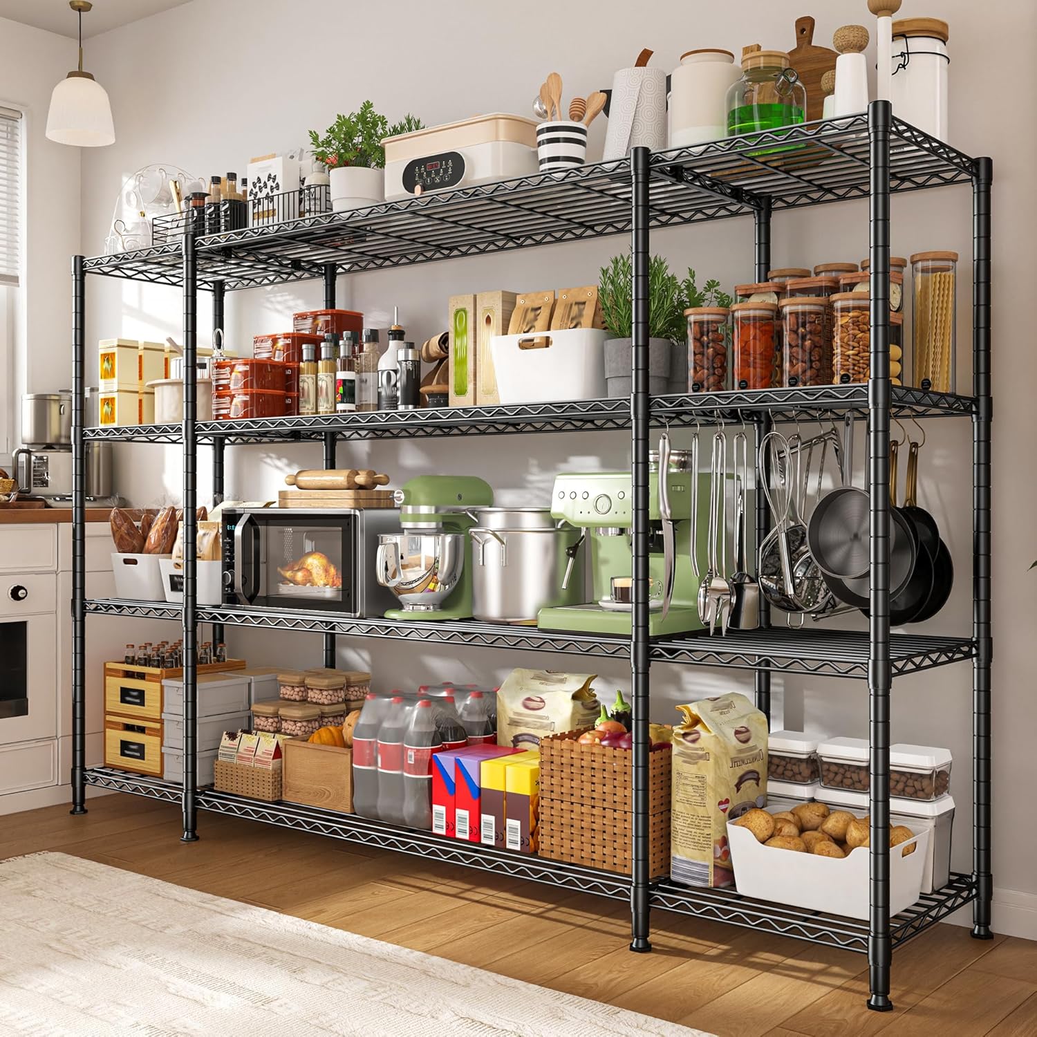 REIBII 784W 4-Tier Metal Shelving Unit 1500LBS Load Capacity