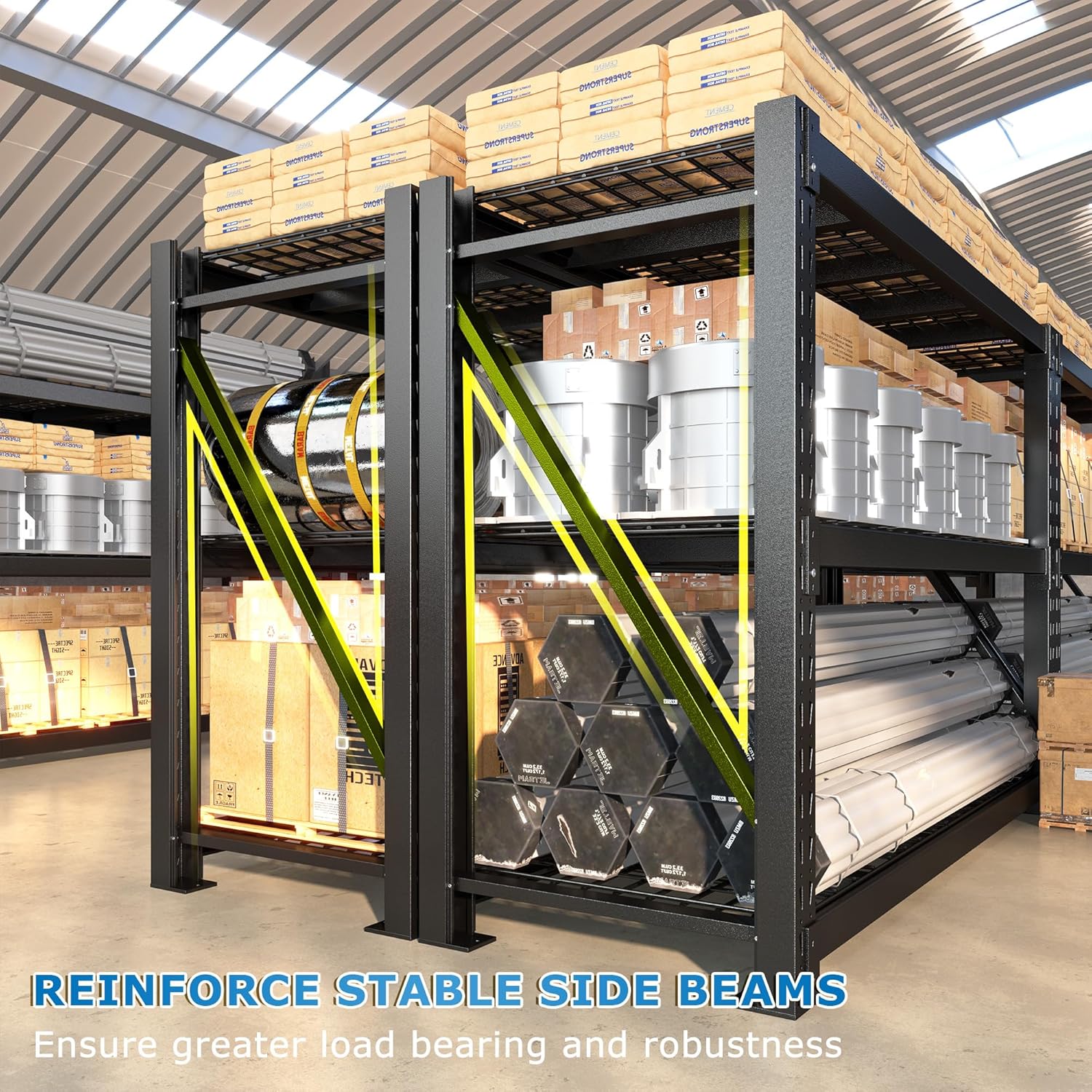 Bepatio 3-Tier Heavy Duty Garage Shelving Industrial Metal 24x60x66