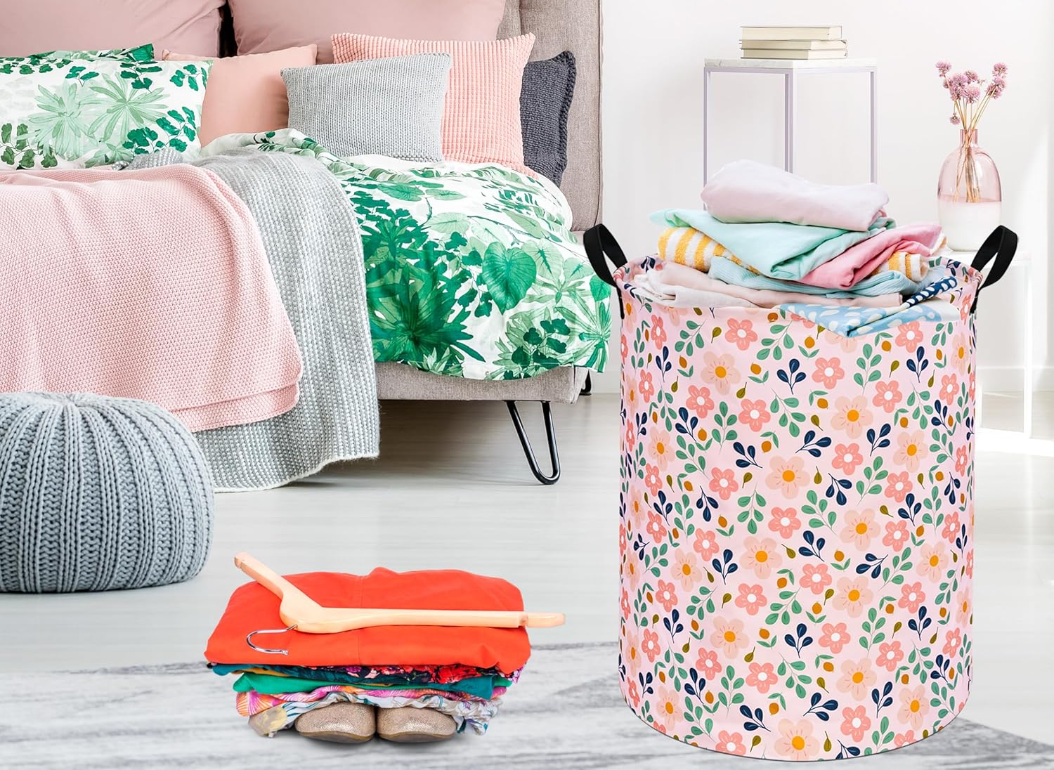 Kids Flower Hamper Storage Bins for Girls Room Decor