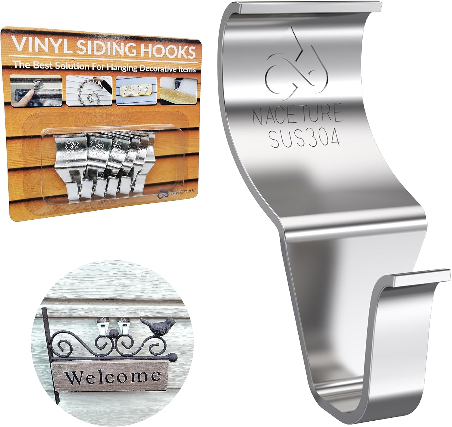 NACETURE Vinyl Siding Hooks 6 Pack No Drill Hangers