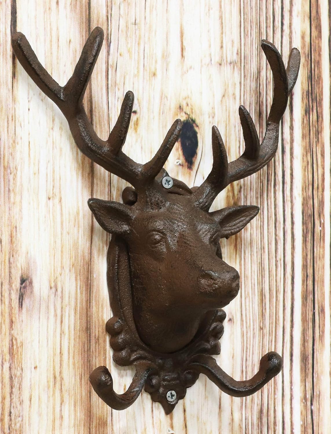 Ebros Cast Iron Stag Antlers Wall Double Hooks Decor