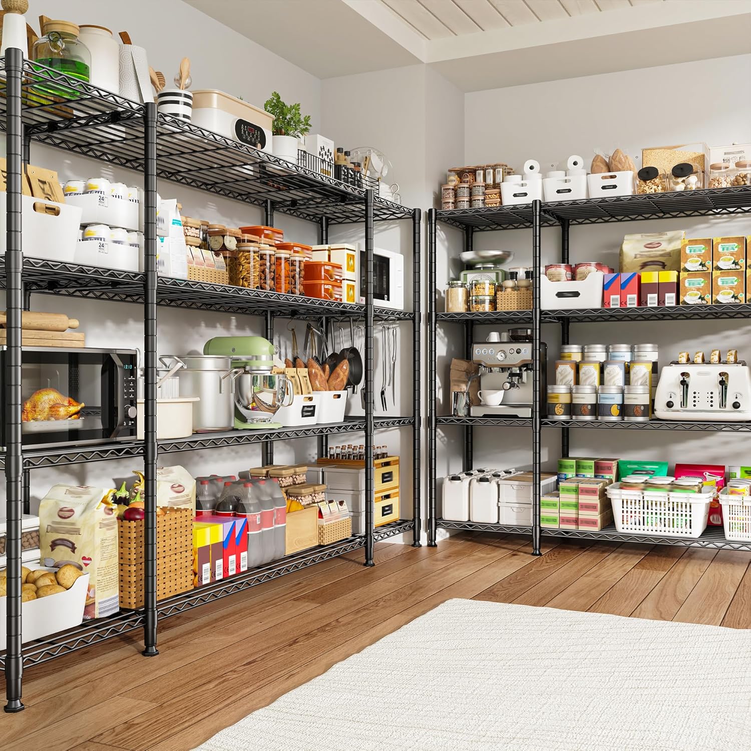 REIBII 784W 4-Tier Metal Shelving Unit 1500LBS Load Capacity