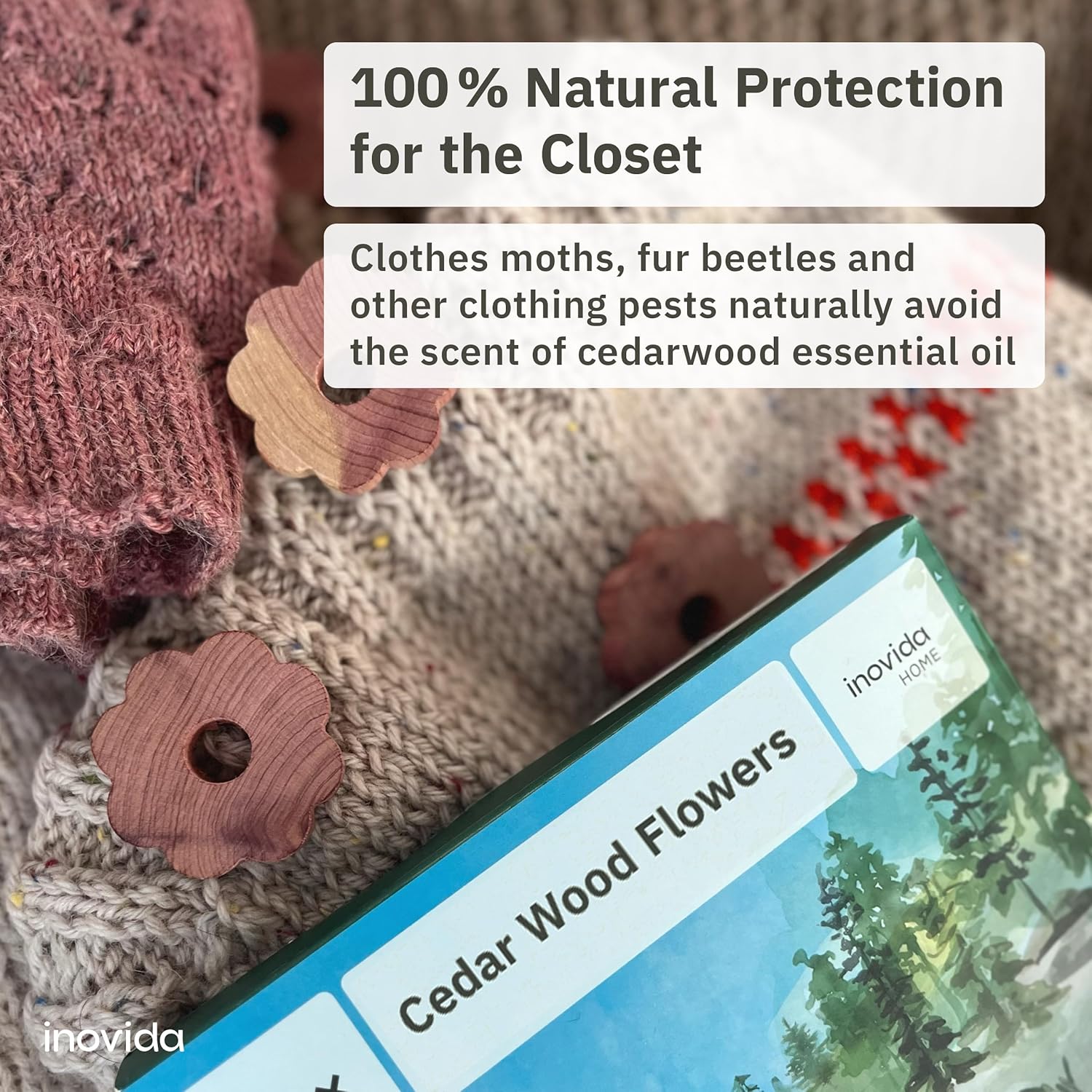 30 Natural Cedar Wood Rings for Wardrobe Freshener